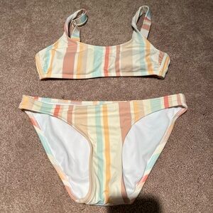 striped target bikini set